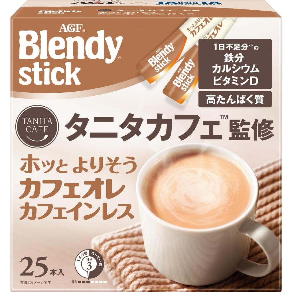 AGF Blendy Tanita Cafe Hot and Comforting Cafe Au 25 Sticks Sticks, Supervised, Lait, Decaffeinated, [Stick Coffee] [Protein]