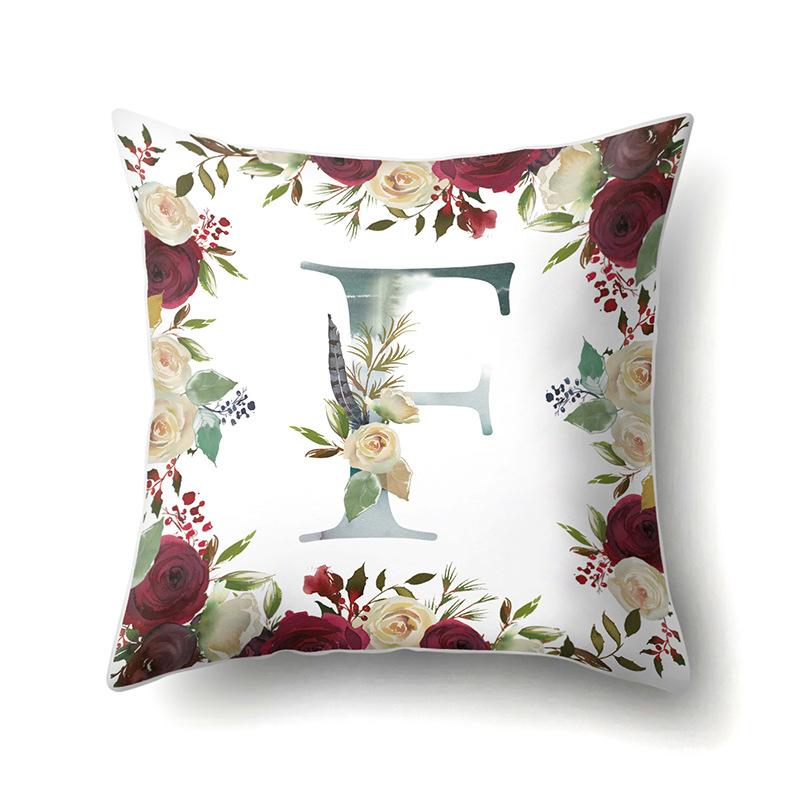 Polyester Pillowcase American Retro Flower Plant 26 English Letter Cushion Cover Car Pillowcase