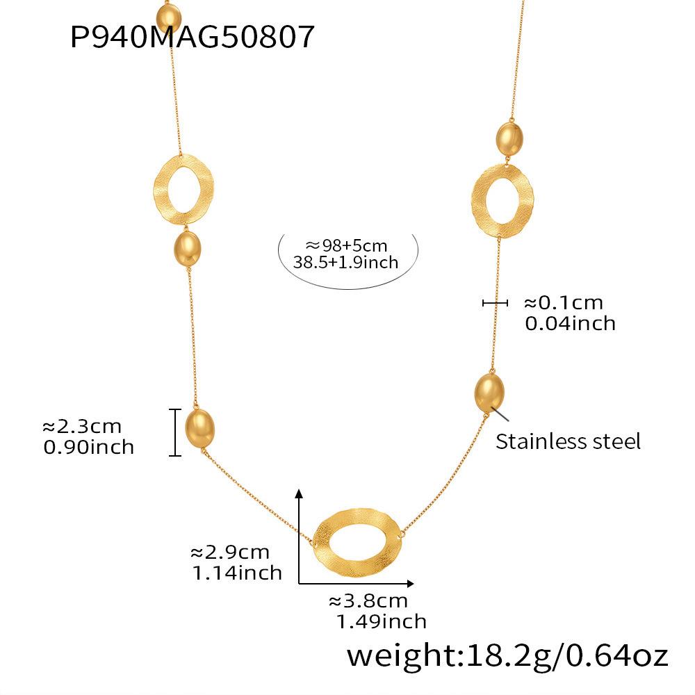 Qiong Yao Elegant Hammered Gold Egg-Shaped Sweater Necklace - European & American Fashion Style