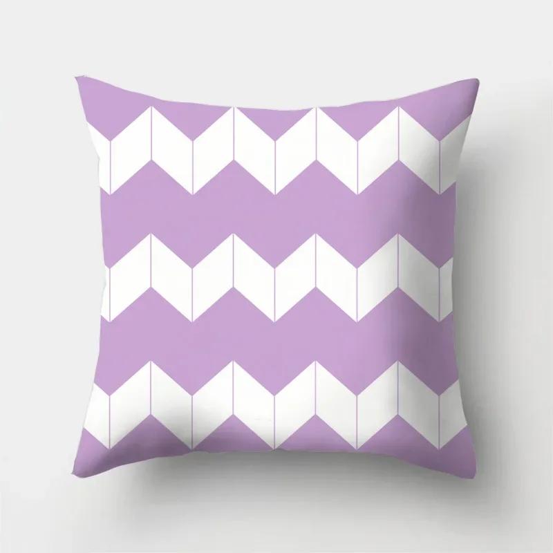 Lila Geometrisches Streifenmuster Druck Kissenbezug Zuhause Wohnzimmer Büro Sofa Dekoration Quadratisches Kissen