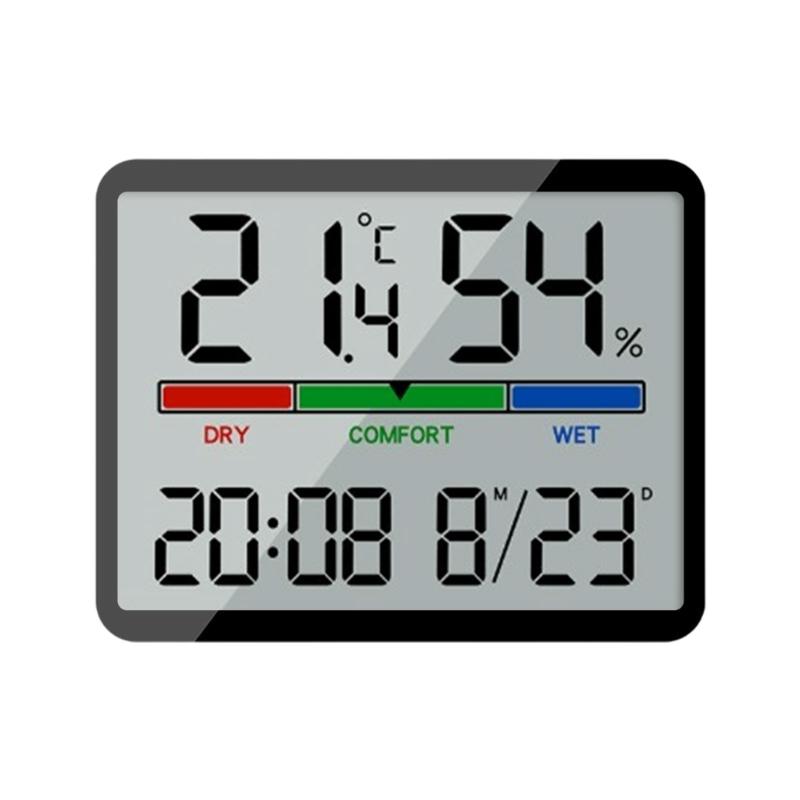 

Temperature Humidity Meter Desktop Testing Meter with Time Date Display Large LCD Thermometers Hygrometer for Indoor 1