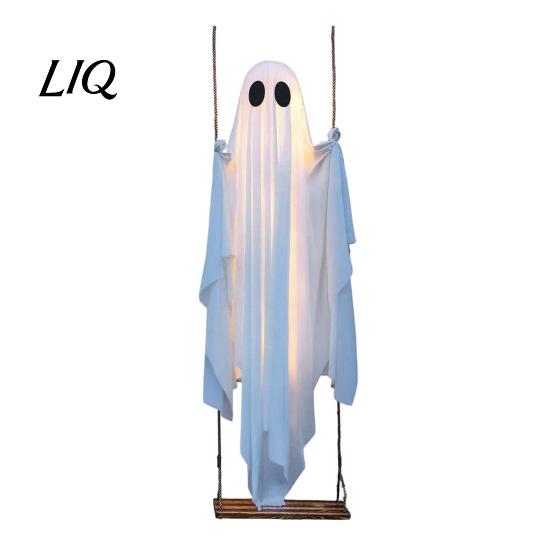 Einfach aufzuhängendes Geister-Event-Dekoration, Großer schwingender Halloween-Dekor mit Fernbedienung und Lichterkette, Atmosphärenlicht, Partylicht, Gruselige Outdoor-Dekoration