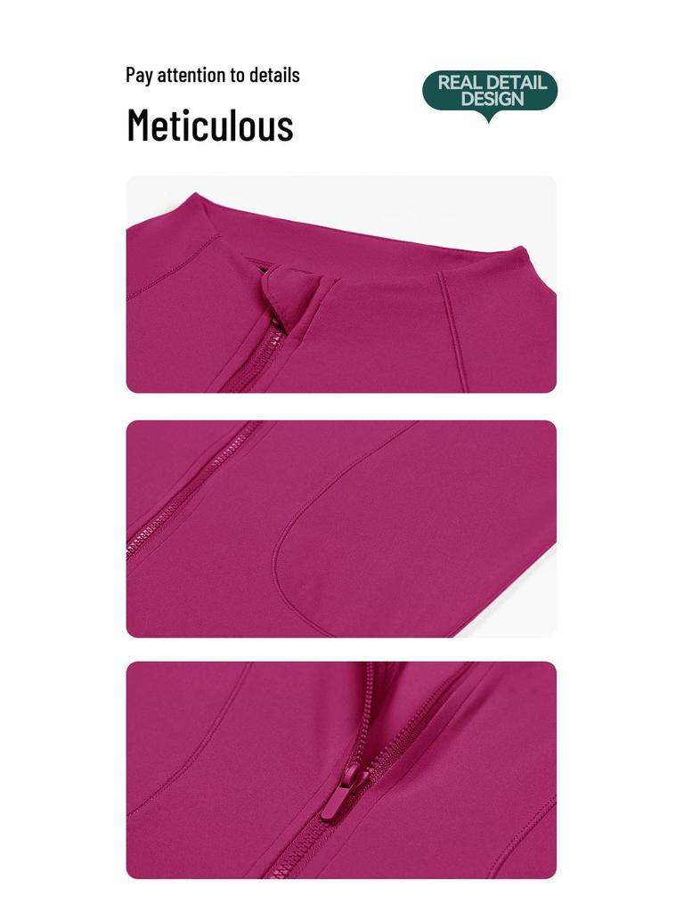 European & American Slim Fit Yoga Wear: Women's Long-Sleeve Zipper Cardigan for Autumn & Winter Running and Fitness.