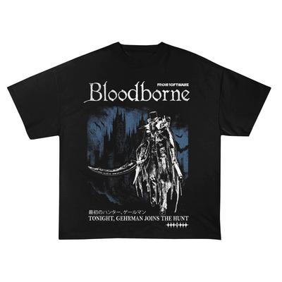Bloodborne Hunterthemed Gothic Game Tshirt Loose Fit Retro Style Couple Style  Heavyweight Pure Cotton AllSeason Streetwear