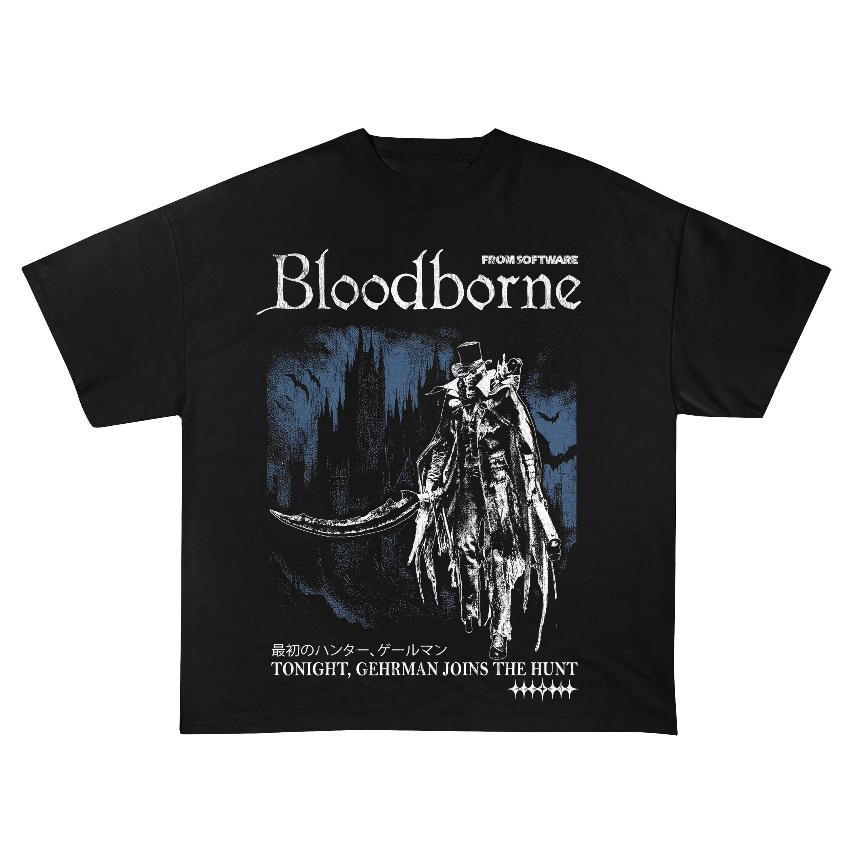 Готическая Игровая Футболка в Стиле Охотника Bloodborne Свободный Крой Ретро Стиль Парный Стиль Тяжелый 100% Хлопок Всесезонная Уличная Одежда S