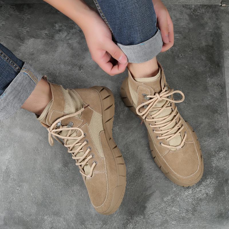 Men's Genuine Leather Martin Boots - British Style, Korean-Inspired, High-Top, Short Desert Boots for Work and Outdoor Wear