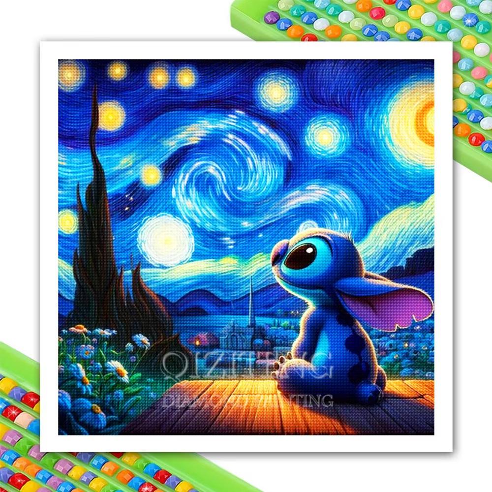 Disney Diamond Painting Cartoon Stitch Diamond Mosaic Van Gogh Starry Night DIY Landscape Craft Kit Handmade Gift Home Decor