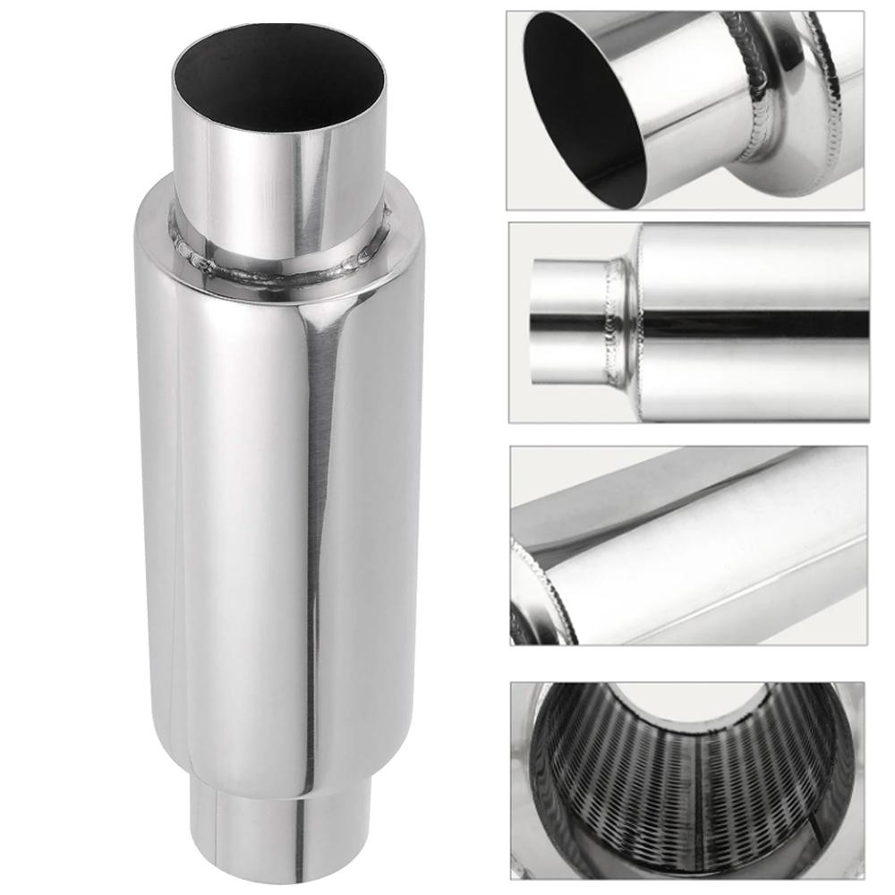 Universeller 3"/2,5" /2"/2,25" Auspuffschalldämpferrohr Resonator Auto-Rohr Spiral-Schalldämpfer Tiefer Klang 13,8" Länge Edelstahl Resonato