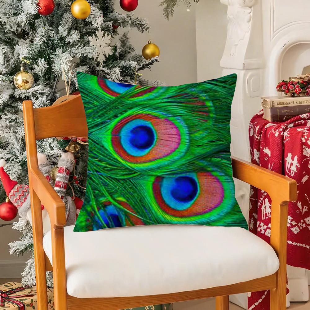 Peacock FASHION Pillow Case Silky Short Plush With Invisible Zipper Dustproof Sofa Cushion Cover For Home Decor