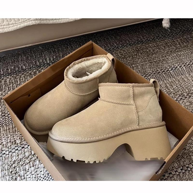 

Снежные ботинки женские зимние толстые однотонные с мехом полуботинки повседневные зимние ботинки 34EU/CN35