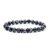 Mens European American Handmade Beaded Bracelet Volcanic Stone Wood Bead