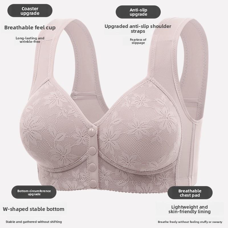 New Front-Closure Plus-Size Maternity Bra Wire-Free Lace Side-Sculpting Backless Nursing Bra Tank Top Style Bra