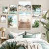 Spiaggia tropicale oceano palma foglie di banano poster su tela vacanza chalet scale stampa immagine estate paesaggio marino casa pittura
