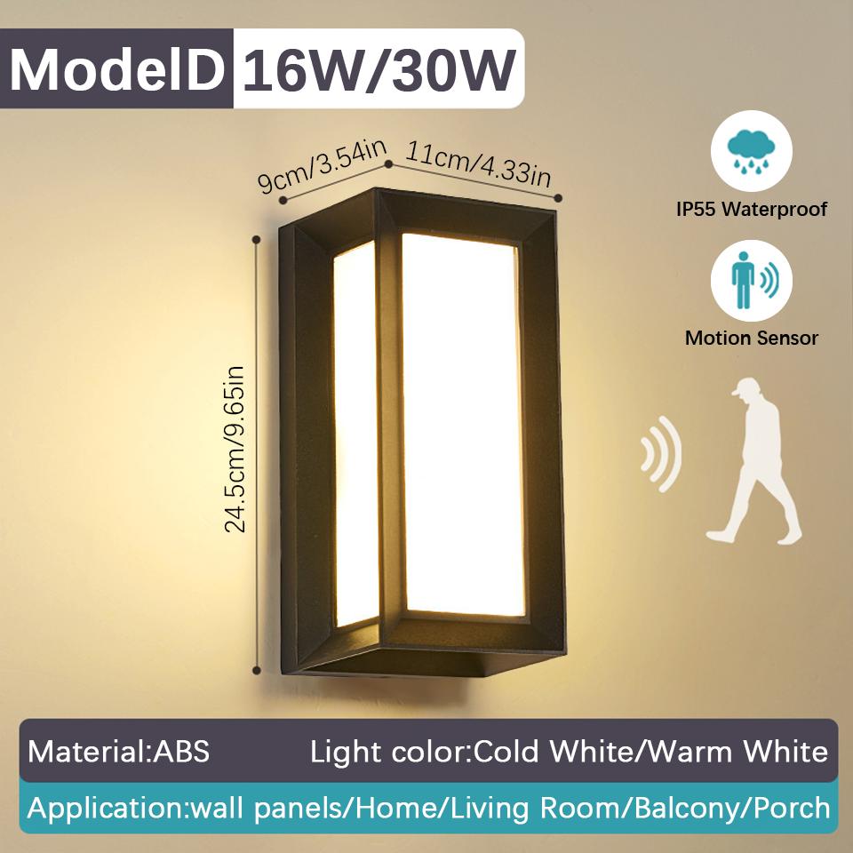 LED Wall Lamp Motion Sensor Indoor Outdoor AC85-265V ABS Waterproof Led Lights Modern Home Appliance For Home Living Room Porch