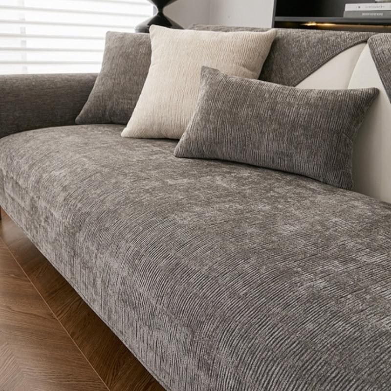 Solid Color Minimalist Sofa Cushion Chenille Cushions Backrest Cover Sofas Towel Cloth Dust Anti Slip Protective Seat Mat