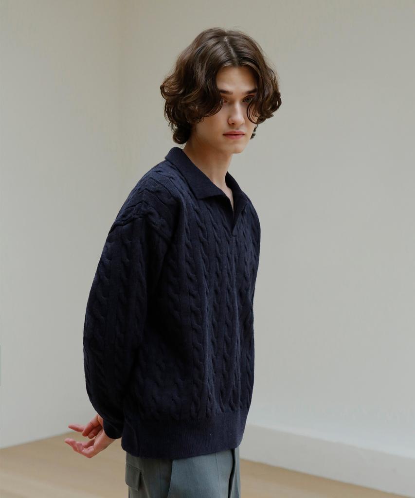 SIGNATURE [2Pack] Cable Collar Knit [2 Colors]