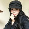 Brown Pleated Octagonal Hat Black Painter Hat Personality Wool Beret  Autumn