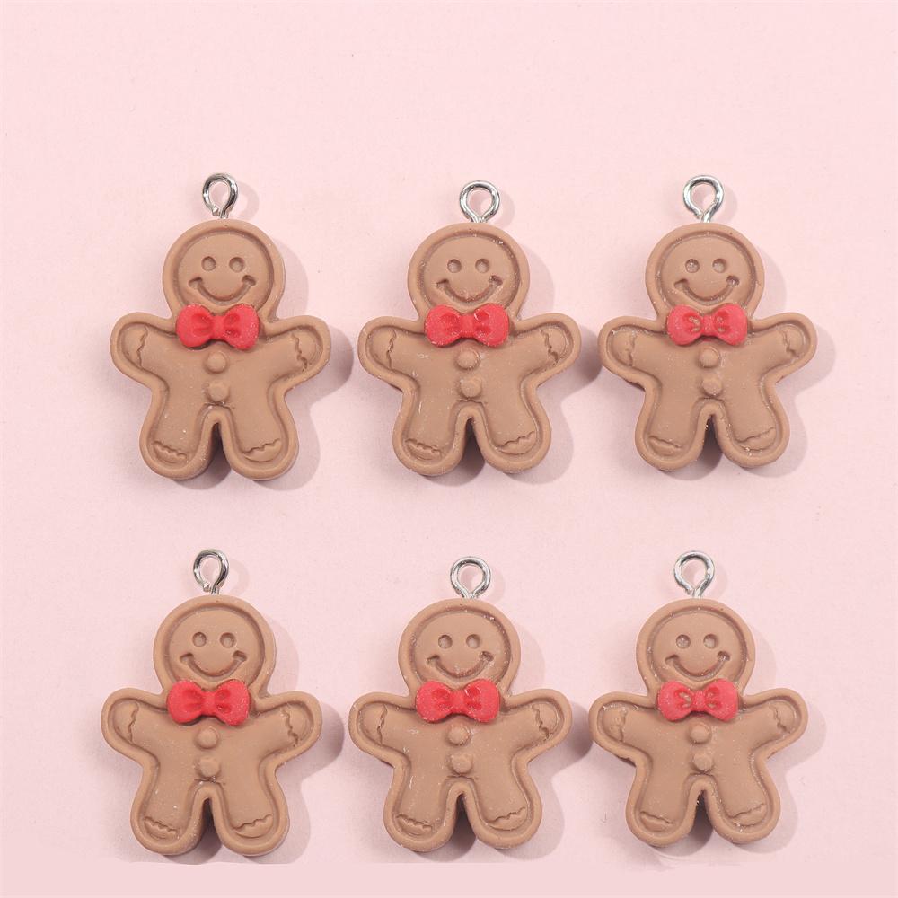 5/10/15pcs Gingerbread Pendant Resin Jewelry Gingerbread Doll Snowman Jewelry DIY Necklace Bracelet Earring Decoration