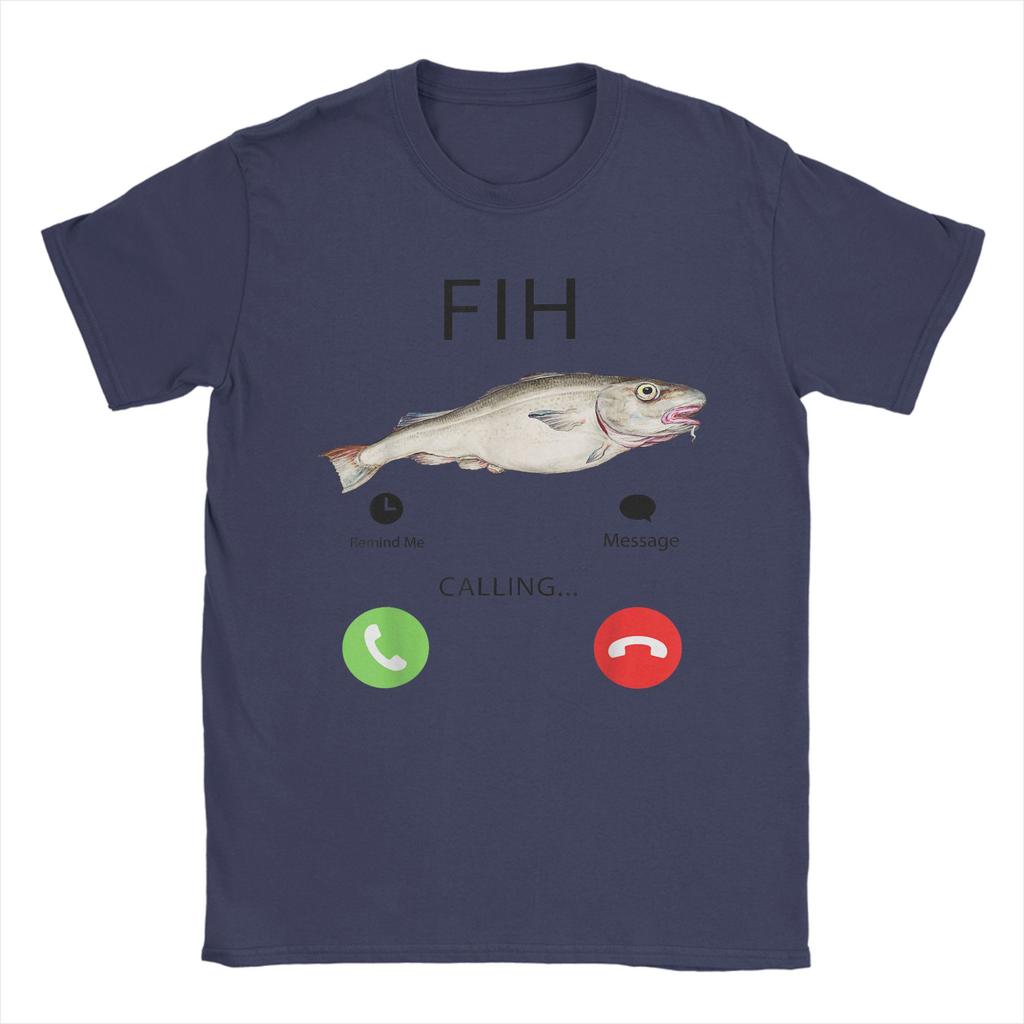 Fish Calling Funny Misspelled Fish Meme Message Fih TShirts for Men 100 Cotton Tees O Neck Short Sleeve T Shirts Clothing