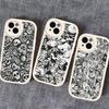 Cool Black Graffiti Phone Case For IPhone 11 12 13 14 15 16 Pro Max Plus Leather Cover