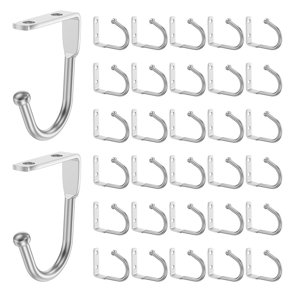 32 Stück Platzsparender Tassenhaken Mehrzweck Eisen Becherhaken Unter Regal mit 2 Schraublöchern für Utensilien Kleidung Hut Tasche und Handtuch