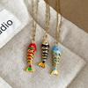 Retro Emaille Vis Ketting: Roestvrij Staal, Lichte Luxe Sleutelbeenketting, Modieuze High-End Sieraden voor Vrouwen