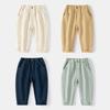 Multi-color Spring New Boys' Casual Pants, Mid-waist Cordless Rubber Band Casual Pants, Soft Cotton Casual Pants