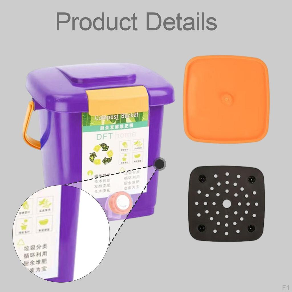 Kitchen Compost Bucket Waste Container Multifunction Thickened Handle Durability Easy to Move