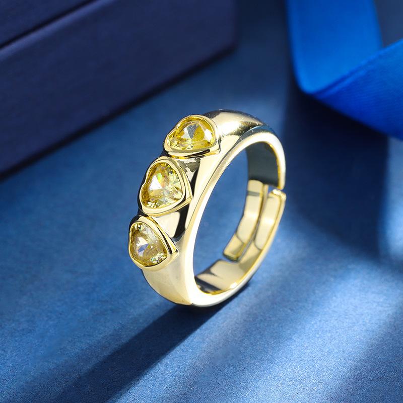 Jewelry Copper Bottom Gold-Plated Tide Color Treasure Heart-Shaped Gold Living Ring Children