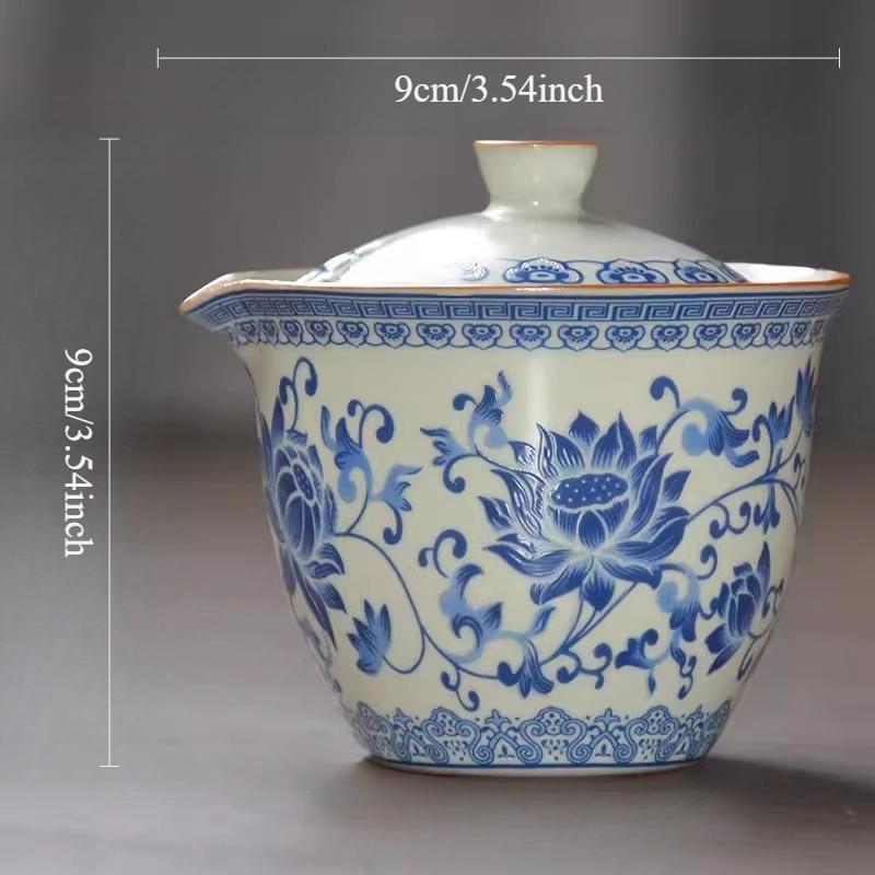 

Ru Kiln Tea Bowl Chinese Style Blue and White Ceramic Hand-held Pot Household Tea Pot Kungfu Teaset Tea Ceremony Accessories