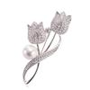 Advanced Luxury 2025 New Tulip Flower brooch Elegant Design Sense Rose White Stone Jewelry