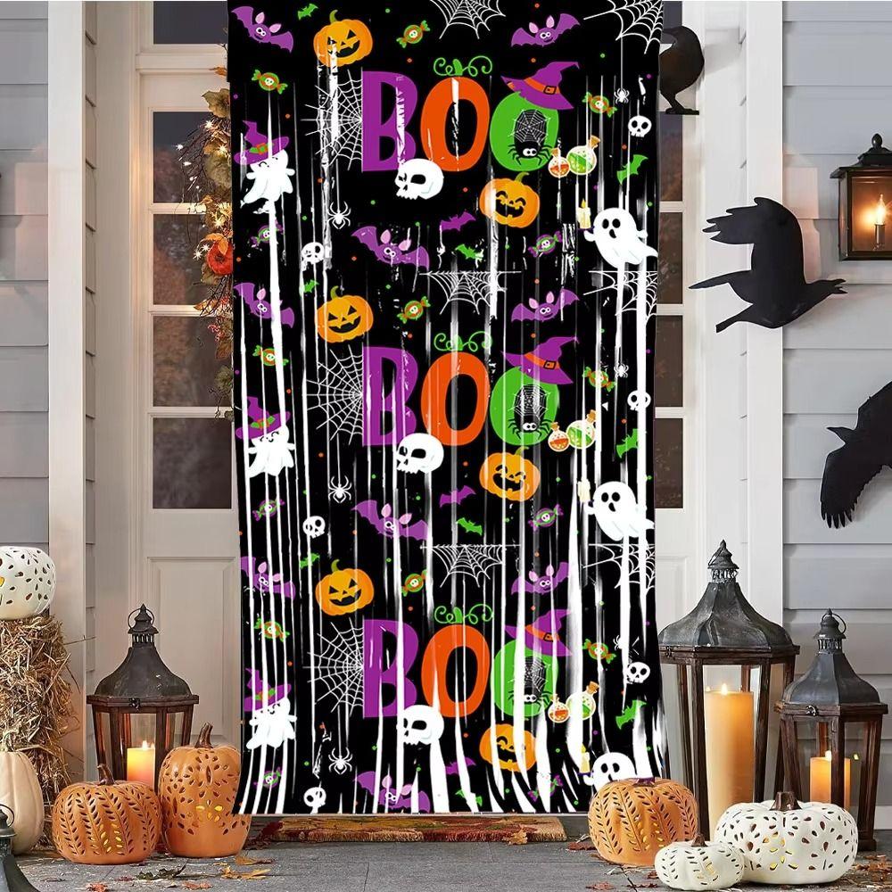 1X2M Pumpkin Ghost Bat Curtain Sparkling Wall Hanging Ghost Pendants  Photo Background