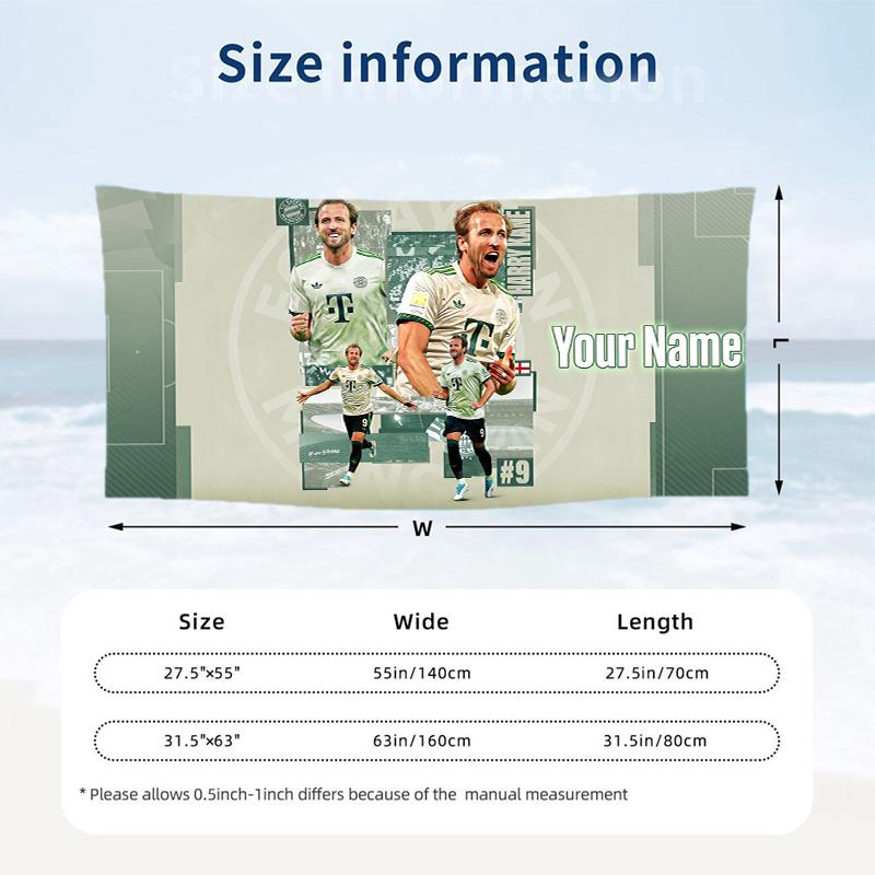 Custom Text Beach Towel, Soft Absorbent Swimming Multi-use TowelHarry Kane