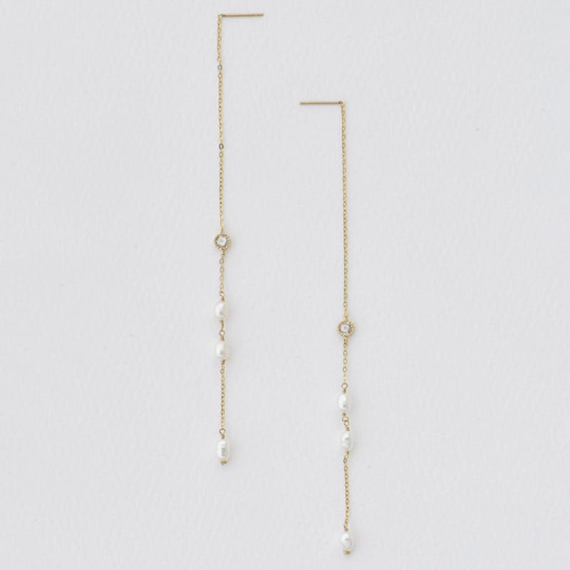OR D`OR [14K] Mini Freshwater Long Earrings