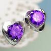 Korean-Style Amethyst Heart Zircon Earrings: Romantic Purple Gift for Girlfriend
