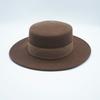 Cappello a tesa piatta vintage color caramello, stile francese, per donna, autunno e inverno, in feltro di lana, elegante stile britannico, cappello Panama a tesa piatta