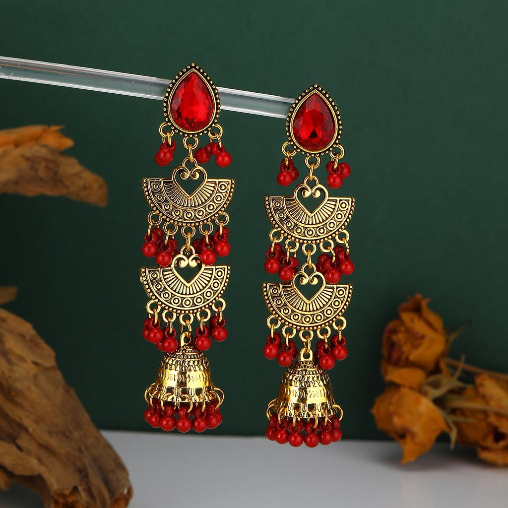 Bohemian Vintage Tassel Earrings for Women , Titanium Alloy Ear Studs , Ethnic Style Drop Earrings