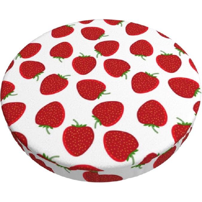 

WURTON Чехол на подушку для круглого барного стула с эластичным принтом клубники, моющийся, нескользящий, 14 дюймов, черный 12 inch чёрный