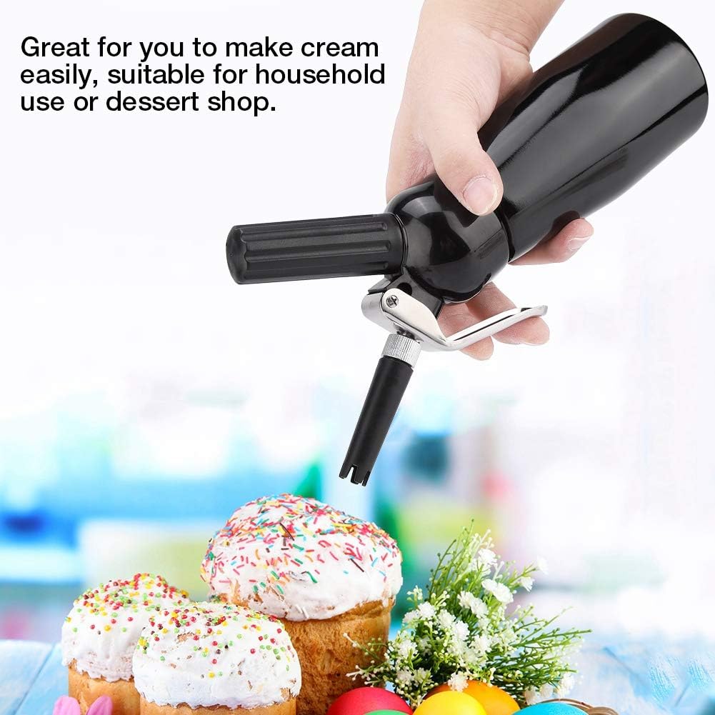 

Whipped Cream Dispenser, 250Ml Portable Red Aluminum Whipped Cream Butter Dispenser Whipper Foam Maker for Coffee Cake Dessert DIY Tool(1Black)