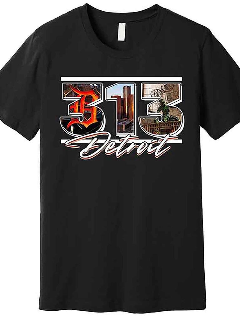 Detroit City Spirit Premium Unisex T-Shirt, Fun Unisex's Short Sleeve Pattern T-Shirt Collection, Black,Unisex's Graphic Tees