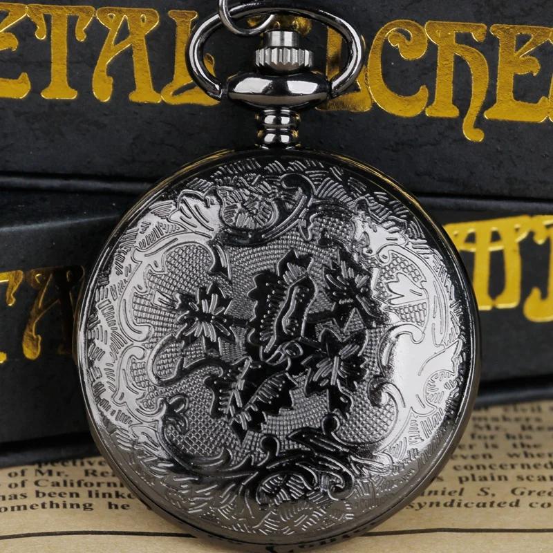 Steampunk Copper Vintage Hollow Gear Hollow Quartz Pocket Watch Necklace Pendant Clock Chain Men Women Unique Watch