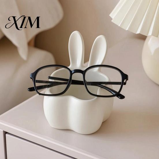 Healing Desk Accessories 3D Printed Rabbit Storage Organizer, Cute Bunny Ears Desktop Container for Decorative Ornament Keys Jewelry, Plastic