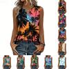 Women's Fashionable Casual Hawaiian Print Sleeveless Button Vest Top