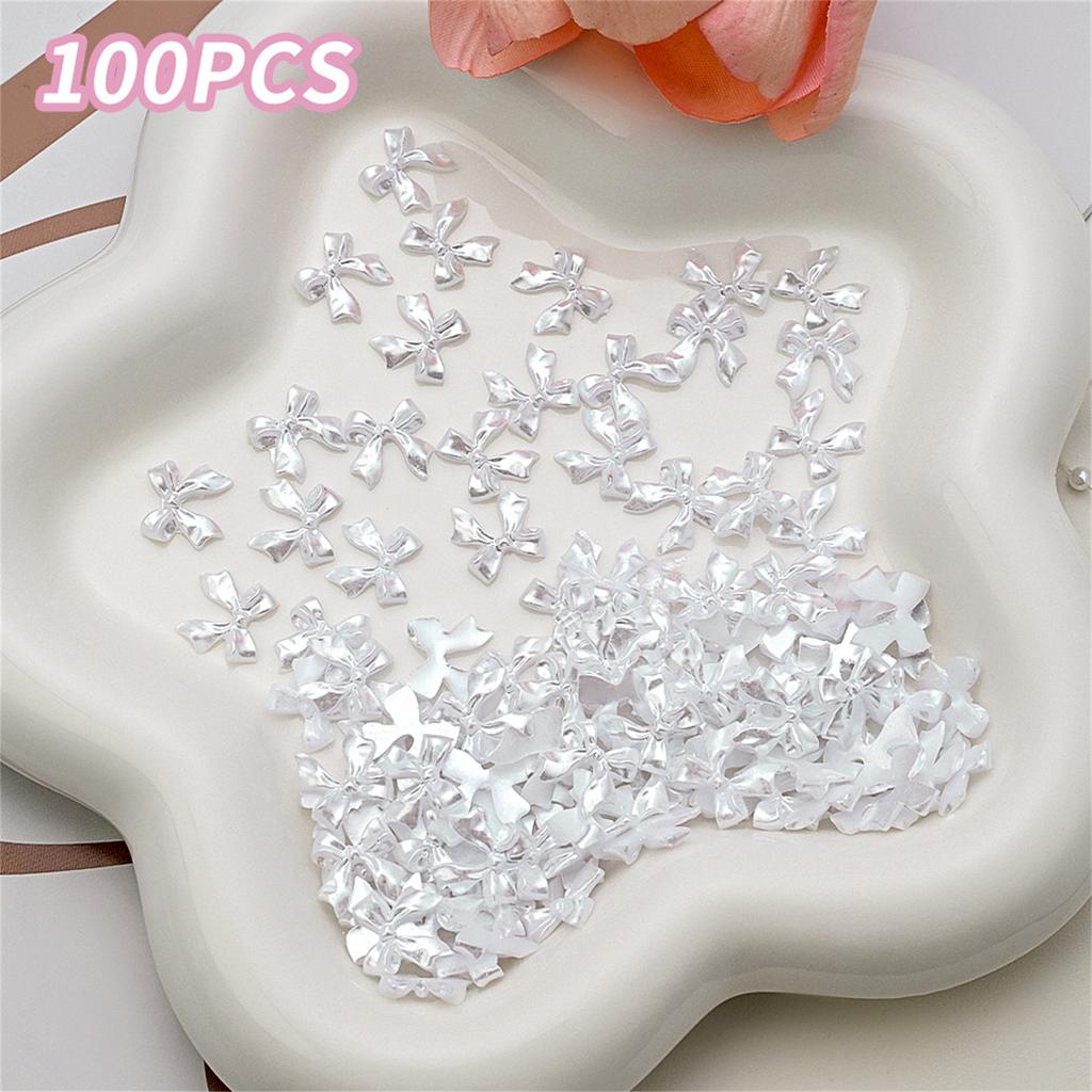 100 Pcs Nail Art Decorations Clear Transparent Bow Colorful Ice Transparent Resin Rhinestones For DIY Manicure Phone Case And Craft Decoration