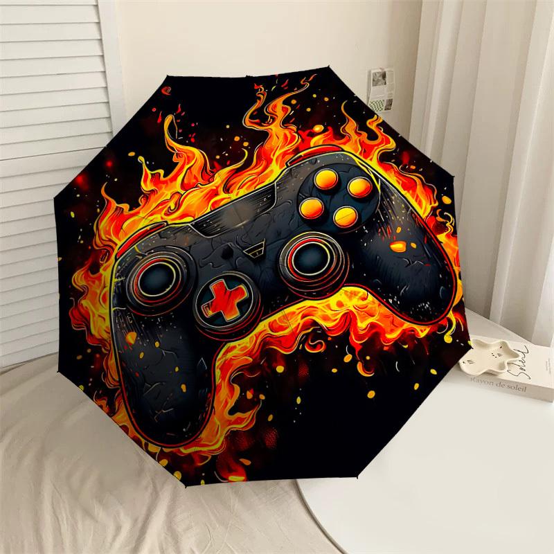 1PC Gamepad Fire Umbrella-8-Rib Reinforced, Automatic Open, Lightweight & Durable, Fashion Accessory for Outdoor, J0346