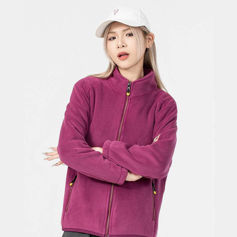 

Уличная теплая флисовая куртка Aurui женский флисовый свитер осень и зима мужской кардиган с воротником-стойкой повседневный флис кораллового цвета 4XL