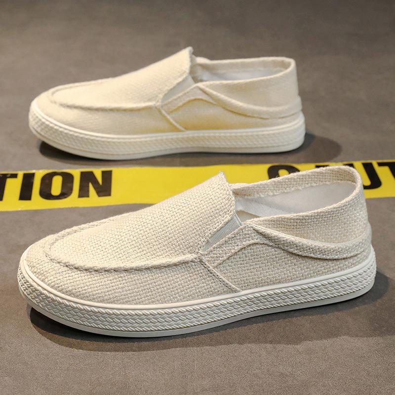 2025 men's shoes summer breathable thin leisure sports one pedal to work board shoes deodorant old Beijing cloth shoes