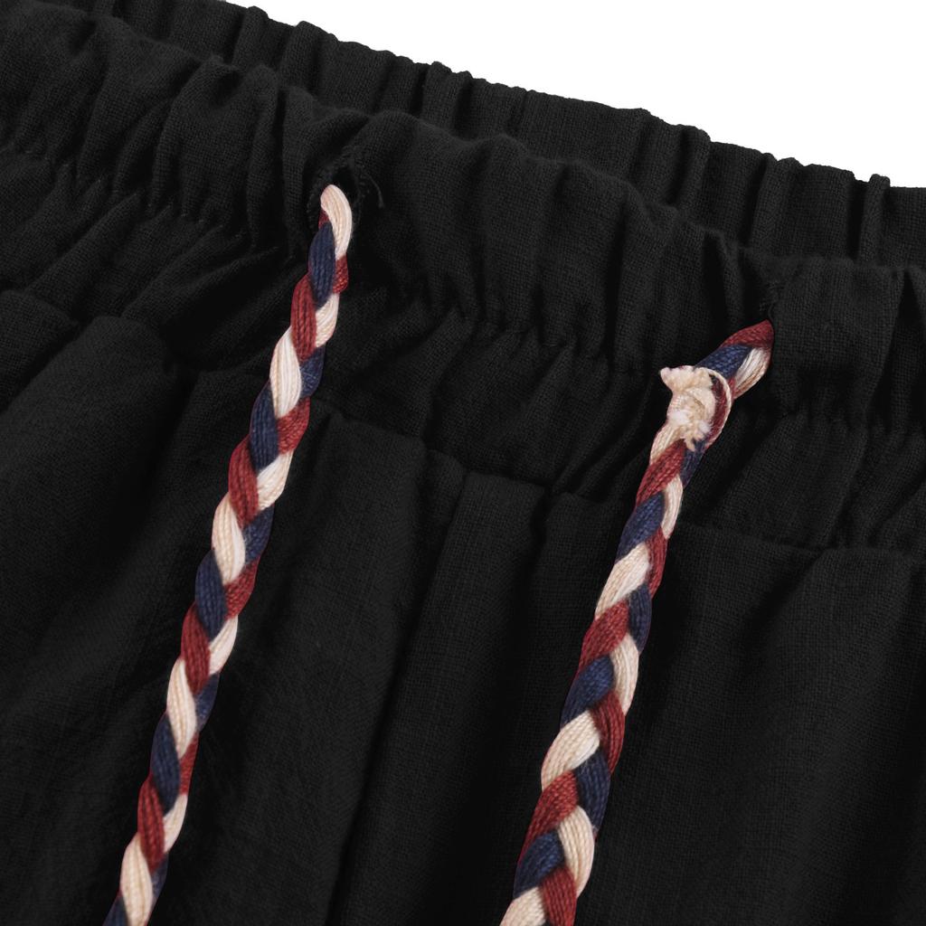 Men's Casual Color Cotton Linen Lightweight Comfortable Casual Shorts Cropped Pants