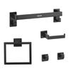 Matte Black Bathroom Hardware Set, 5 Pieces Bathroom Accessories Set, Stainless Steel 16 Inch Towel Bar, Towel Rack, 2 Robe Towel Hooks, Toilet Paper