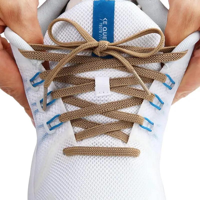 Elastic Flat Classic Sneakers Shoelaces 7 Mm Width Shoelaces for Kids Adults Shoe Laces Rubber Bands for Shoes Accessories 1Pair